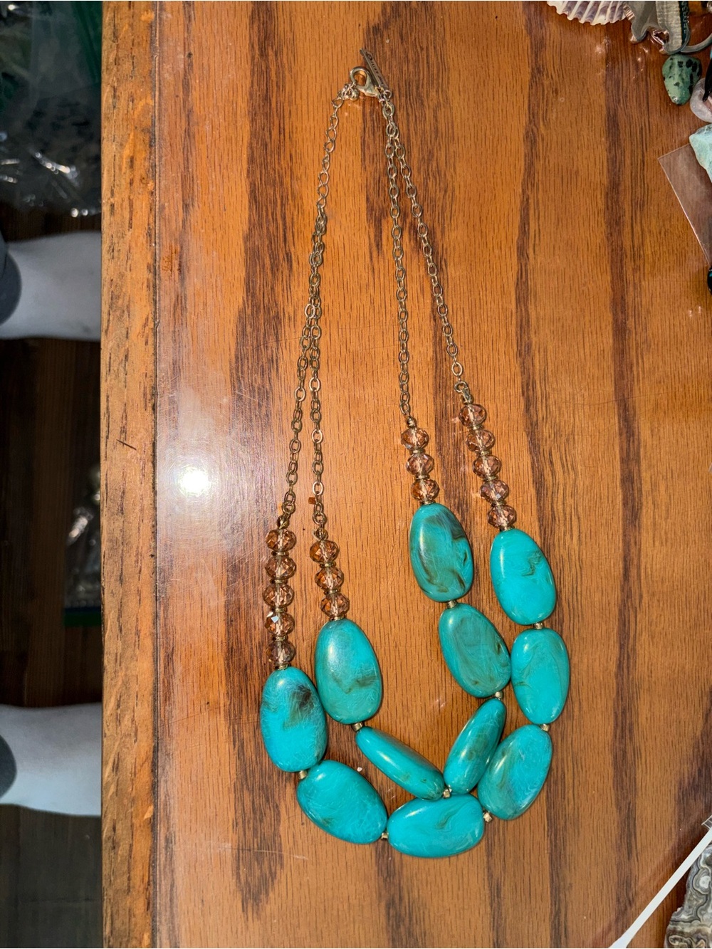 The Limited Turquoise Blue Double-Strand Bead Necklace 10 1/2 inches